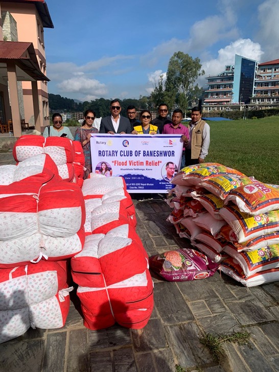 Relief Materials to flood victims at Khanikhola, Takdhunga, Kavre